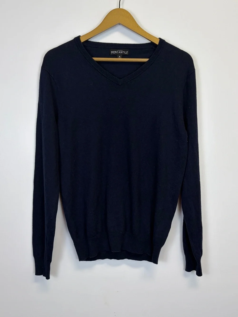 J. Crew Mercantile Navy V Neck Merino Wool Blend Sweater